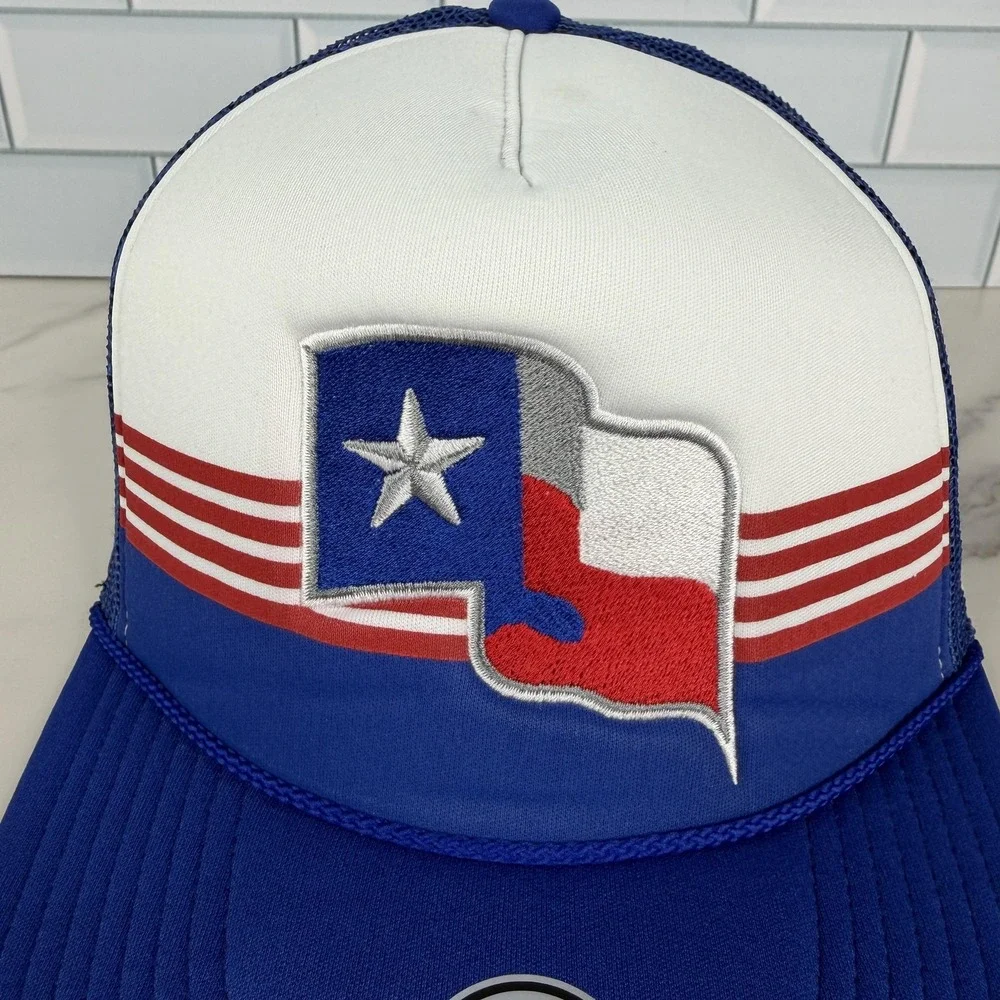 Texas Rangers Hat Cap Snap Back Mens One Size Blue White MLB Baseball 47 Trucker
